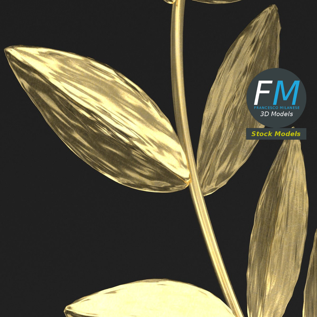 Stylized laurel wreath crown 3D model_6