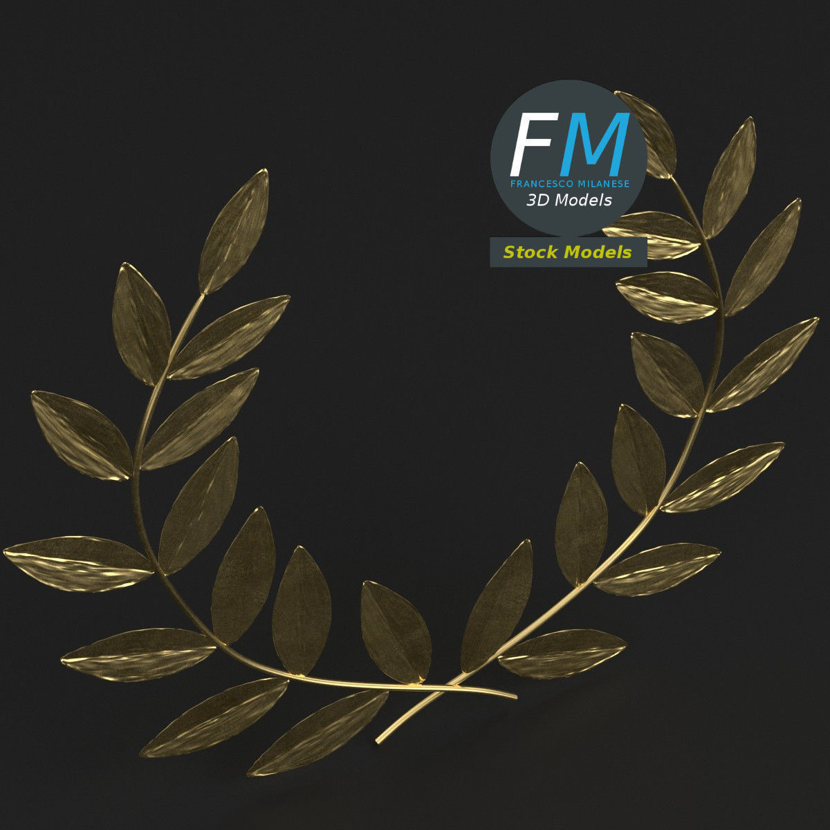 Stylized laurel wreath crown 3D model_5