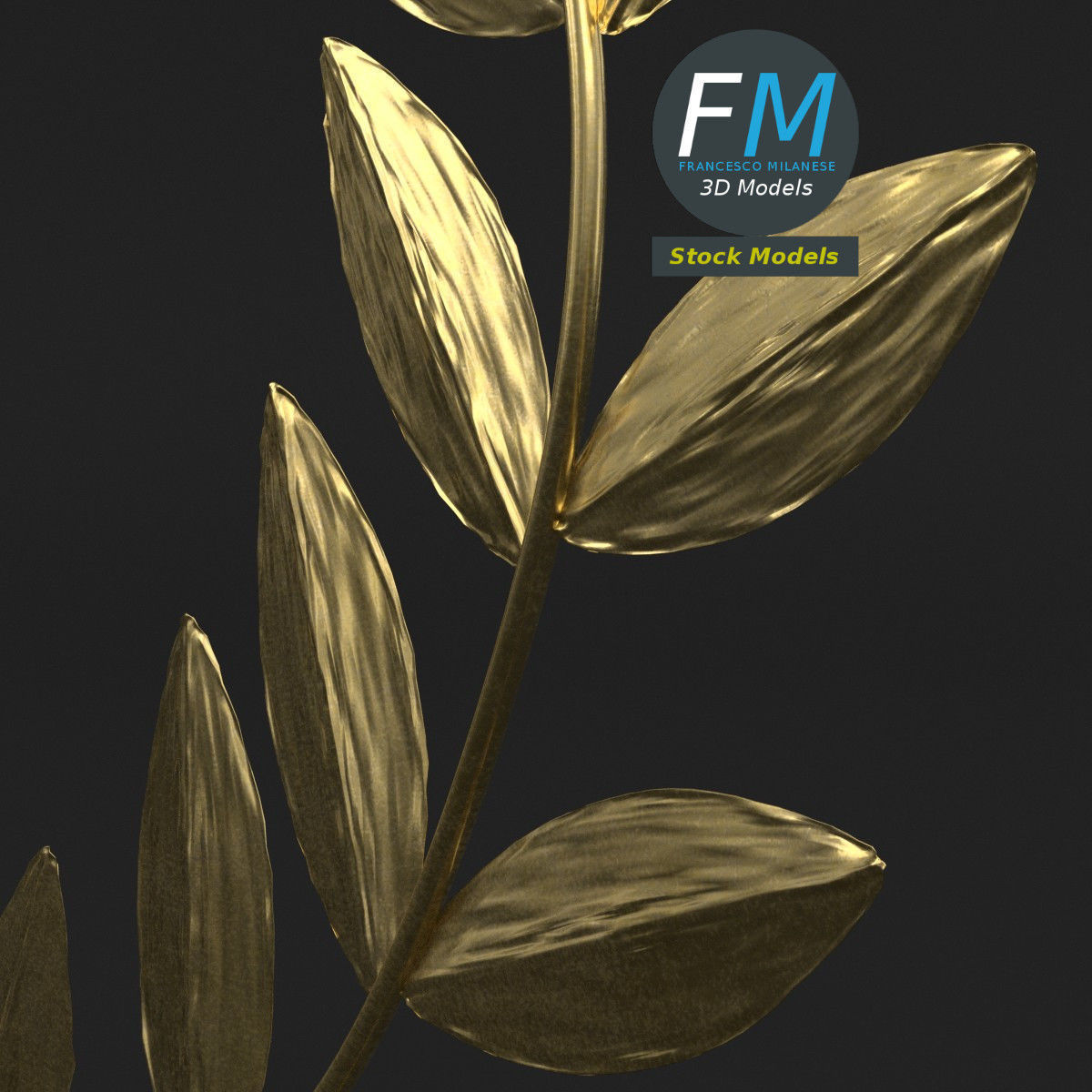 Stylized laurel wreath crown 3D model_4