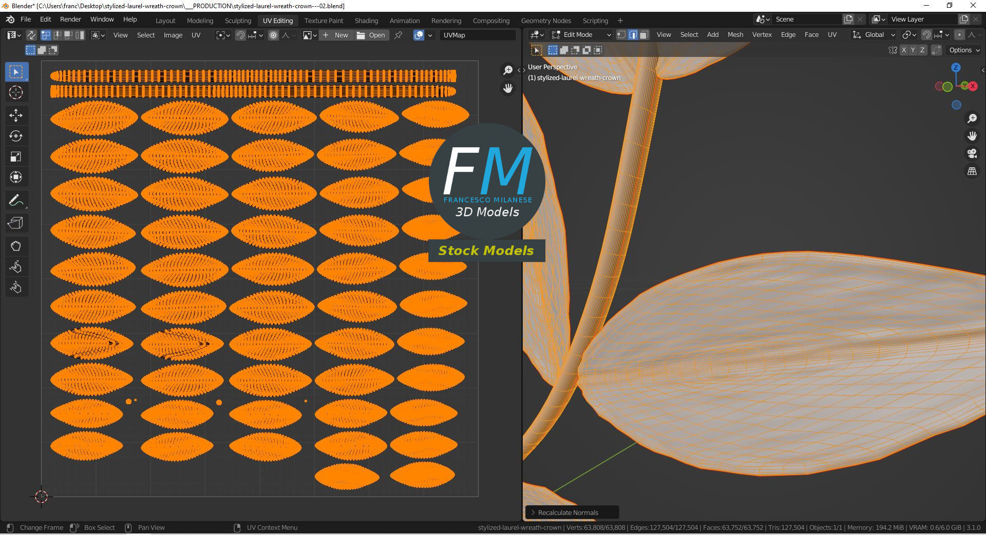 Stylized laurel wreath crown 3D model_10