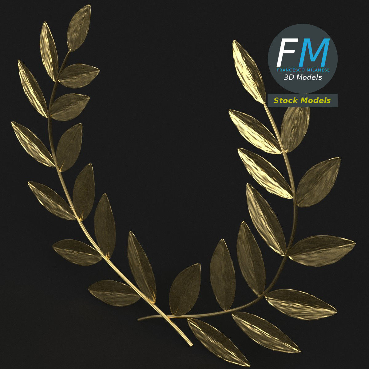 Stylized laurel wreath crown 3D model_2