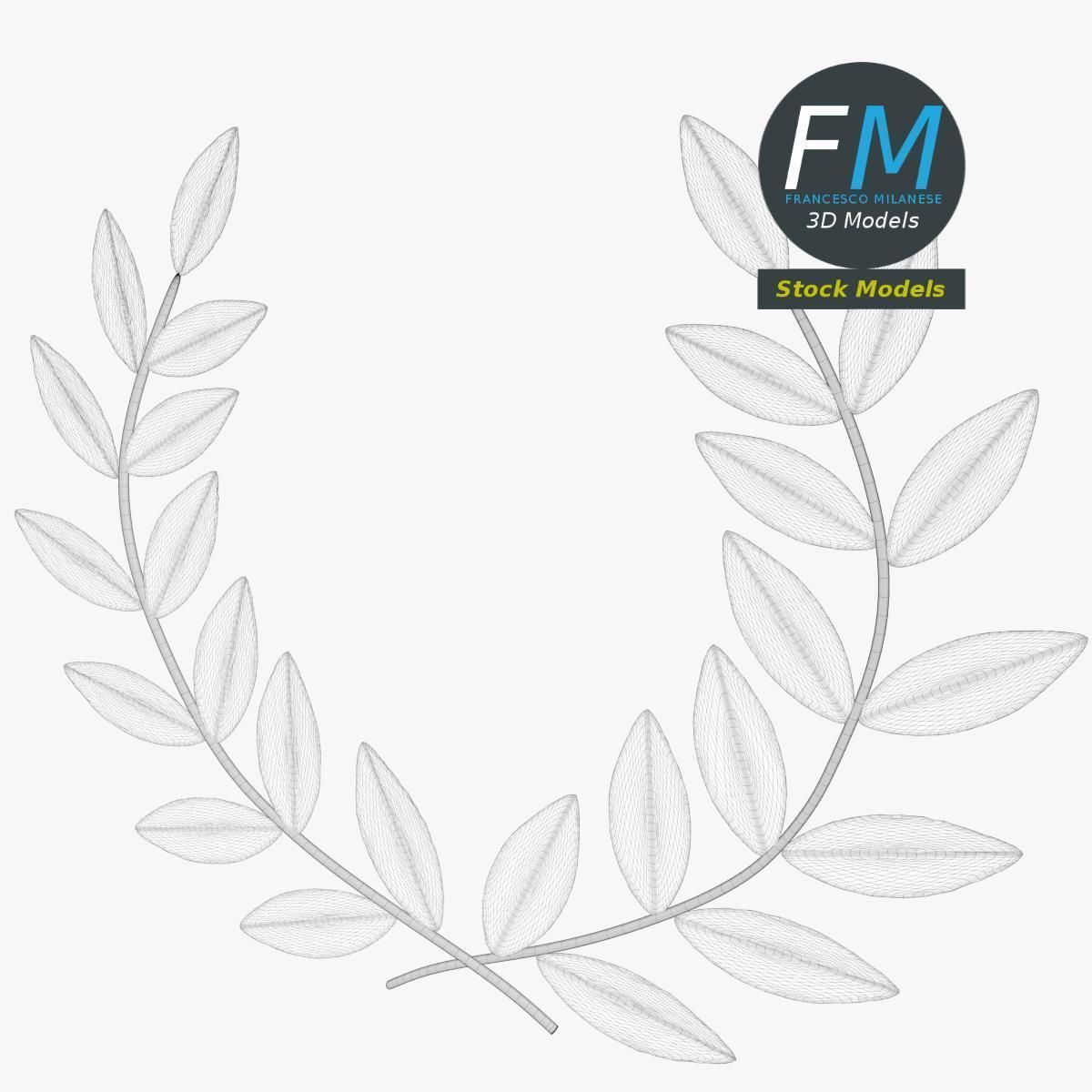Stylized laurel wreath crown 3D model_7