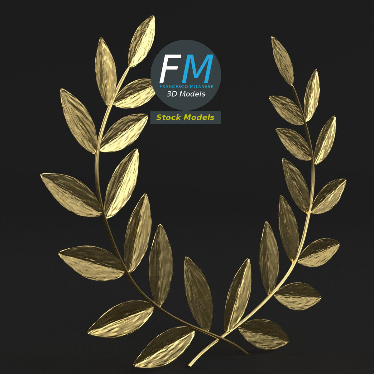 Stylized laurel wreath crown 3D model_3