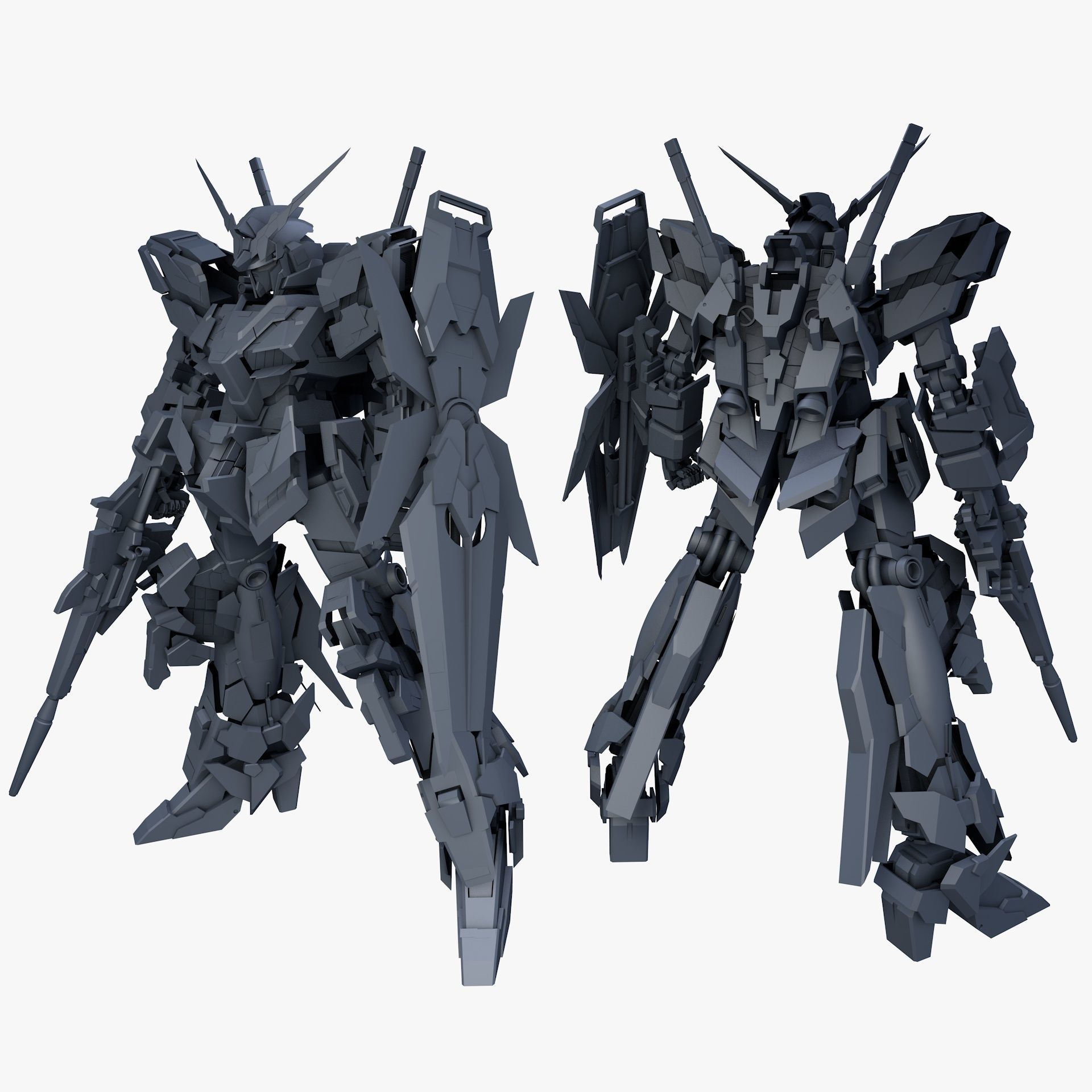 Mobile Suit Gundam RX-0 Unicorn Destroy Mode Low-poly 3D model_14
