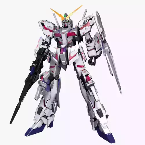 Mobile Suit Gundam RX-0 Unicorn Destroy Mode Low-poly 3D model