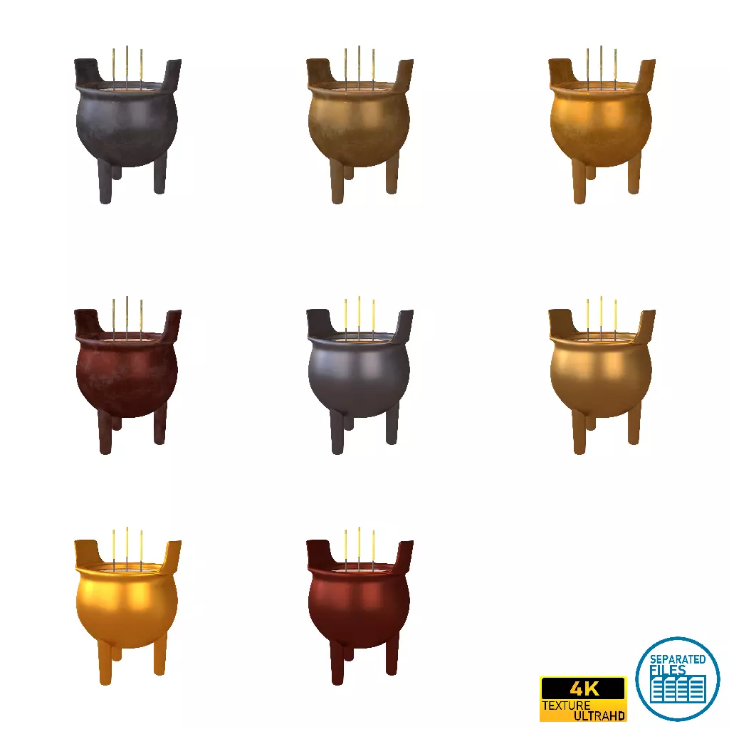 Cartoon Incense Burner Pack Vol 1 Low-poly 3D model_0