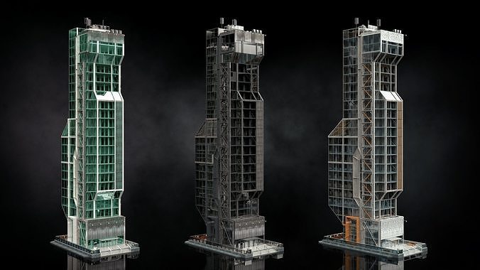Realistic Urban Skyscraper Pack 3D model 7