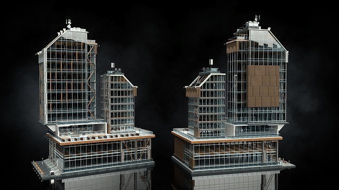 Realistic Urban Skyscraper Pack 3D model 3