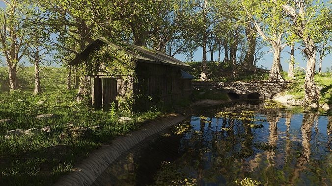 Abandoned Cabin Scene 3D model 4