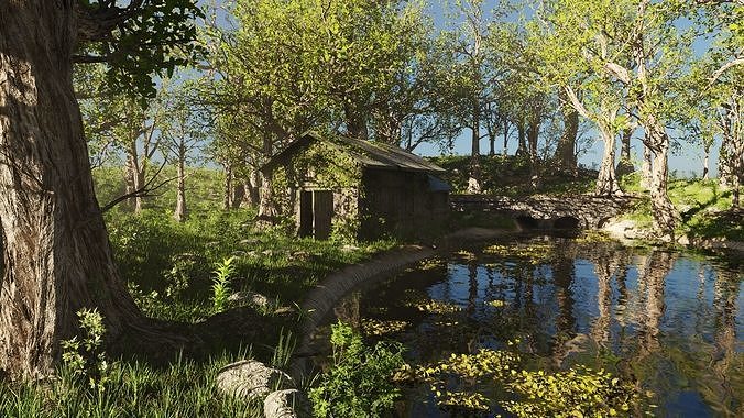 Abandoned Cabin Scene 3D model 3