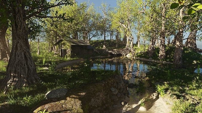 Abandoned Cabin Scene 3D model 2