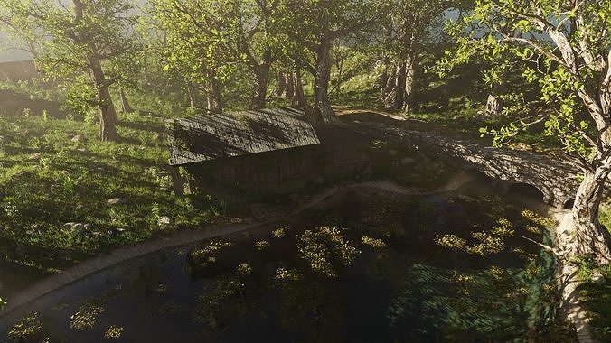 Abandoned Cabin Scene 3D model 7