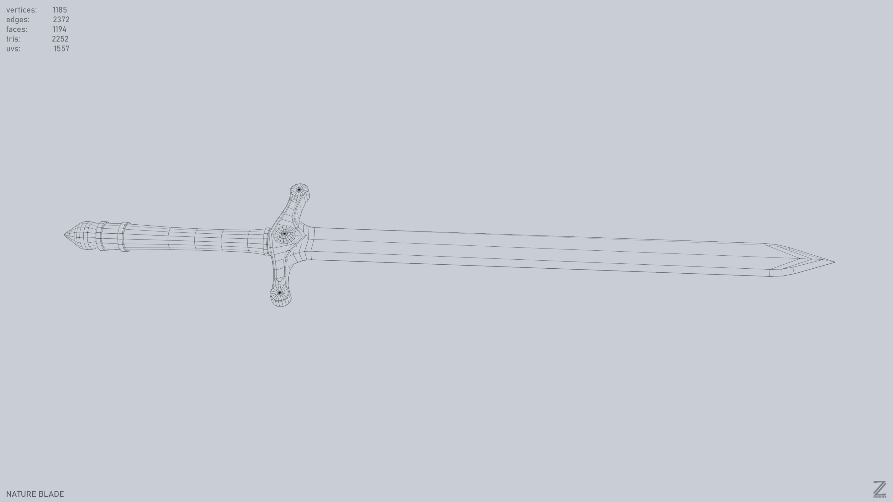 Nature blade Low-poly 3D model_13