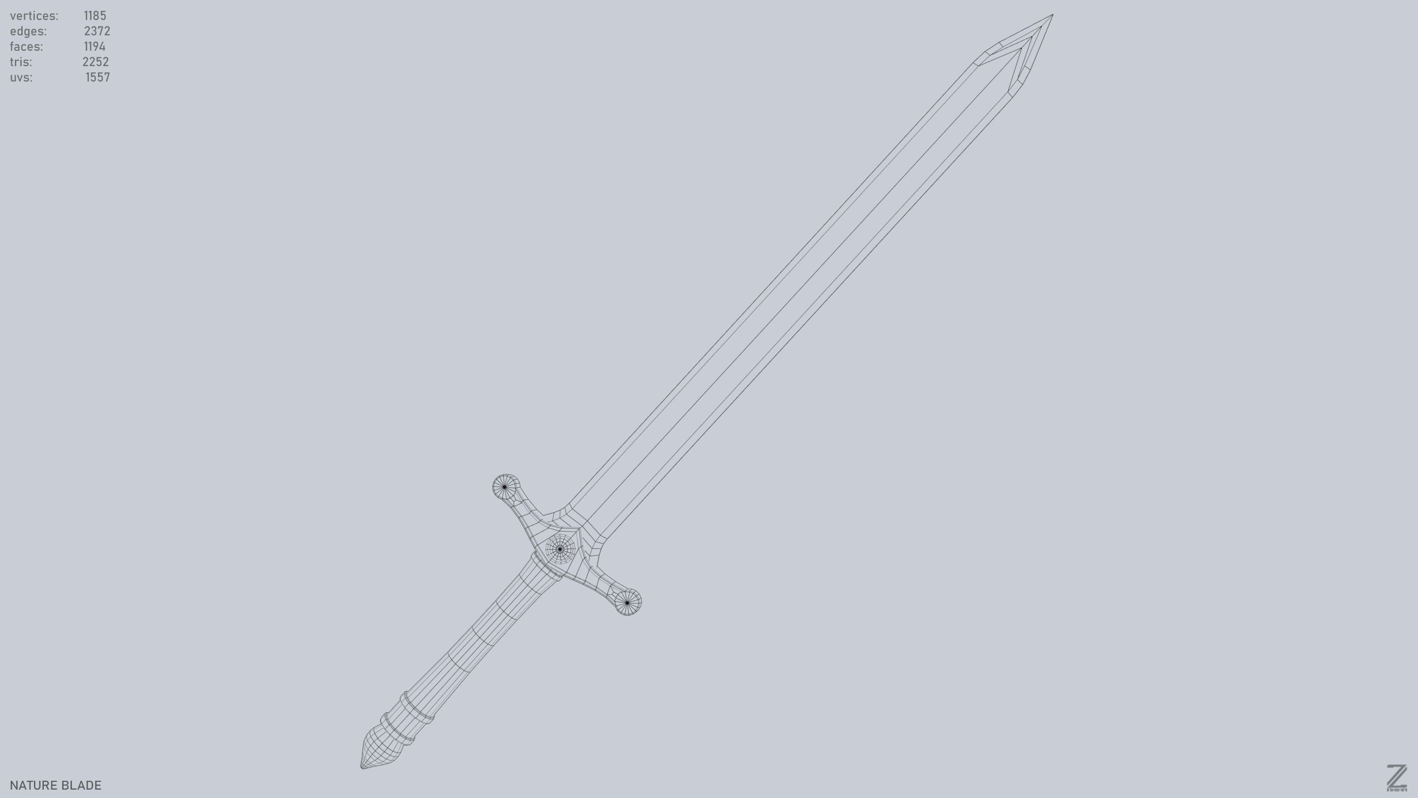 Nature blade Low-poly 3D model_12