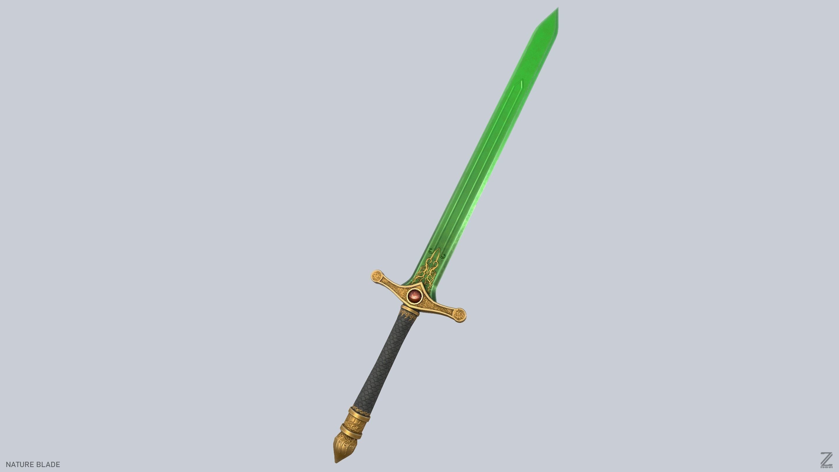 Nature blade Low-poly 3D model_9
