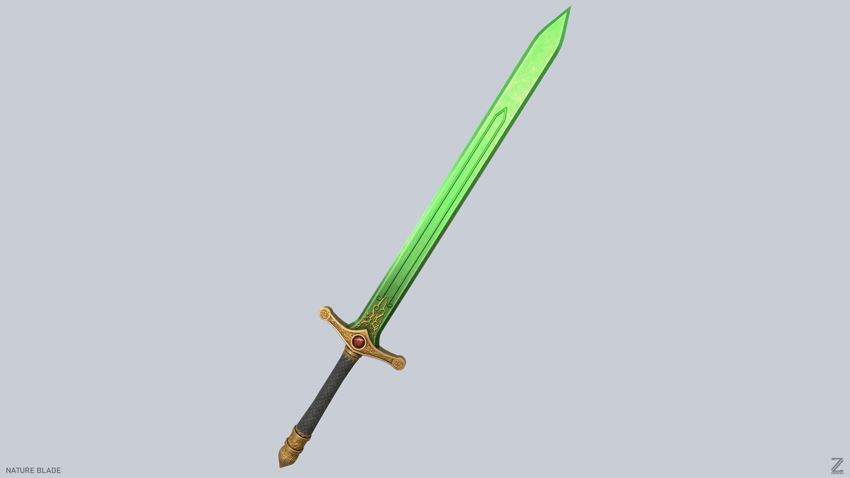 Nature blade Low-poly 3D model_2