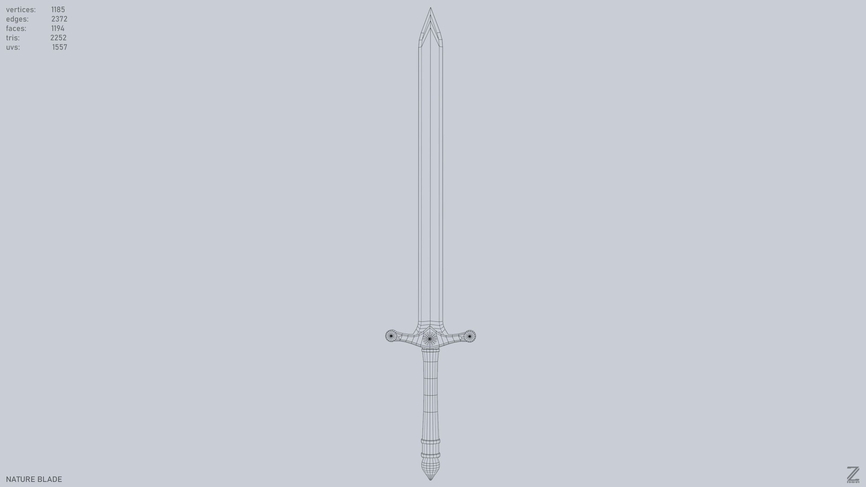 Nature blade Low-poly 3D model_10