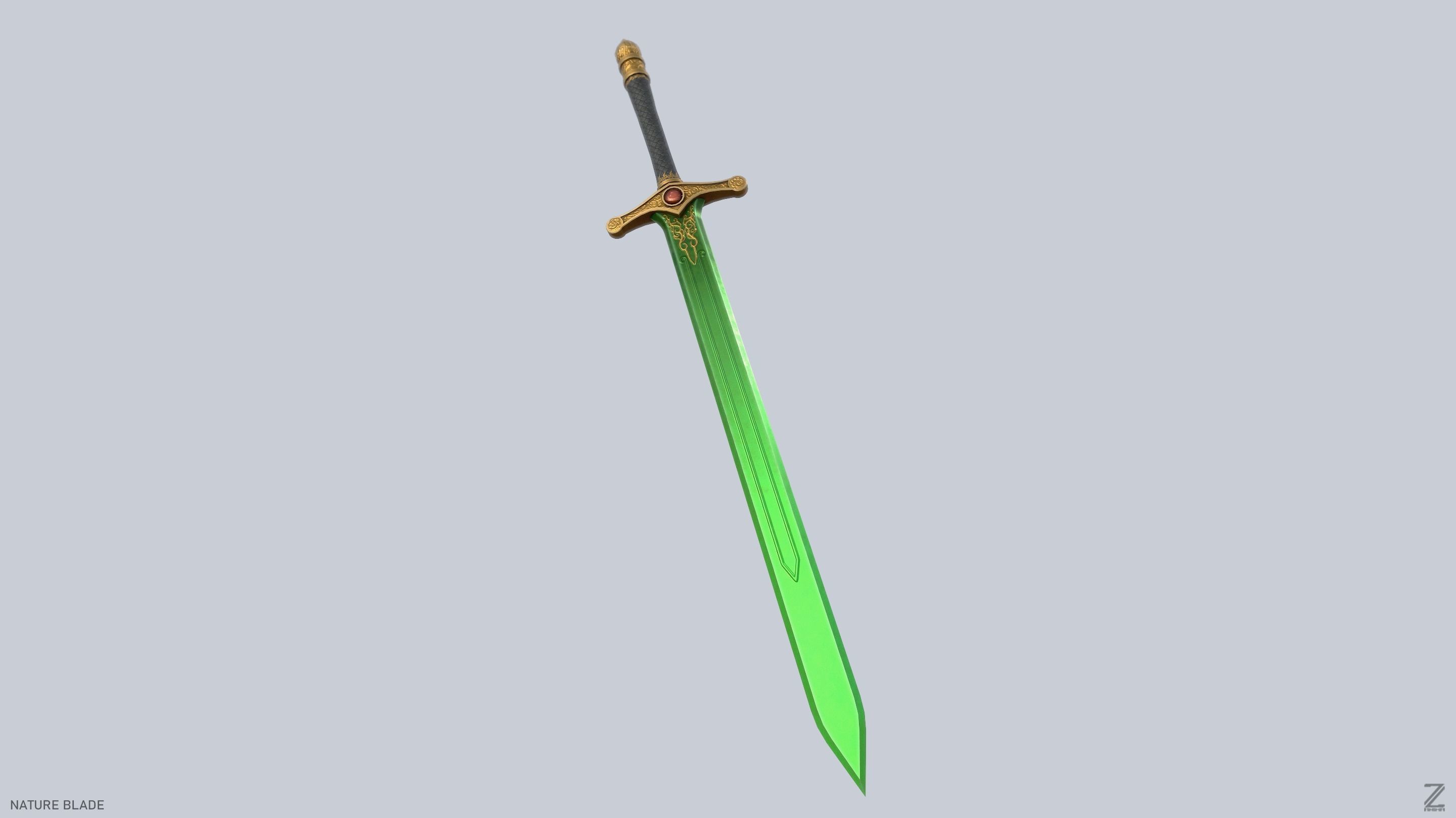 Nature blade Low-poly 3D model_7