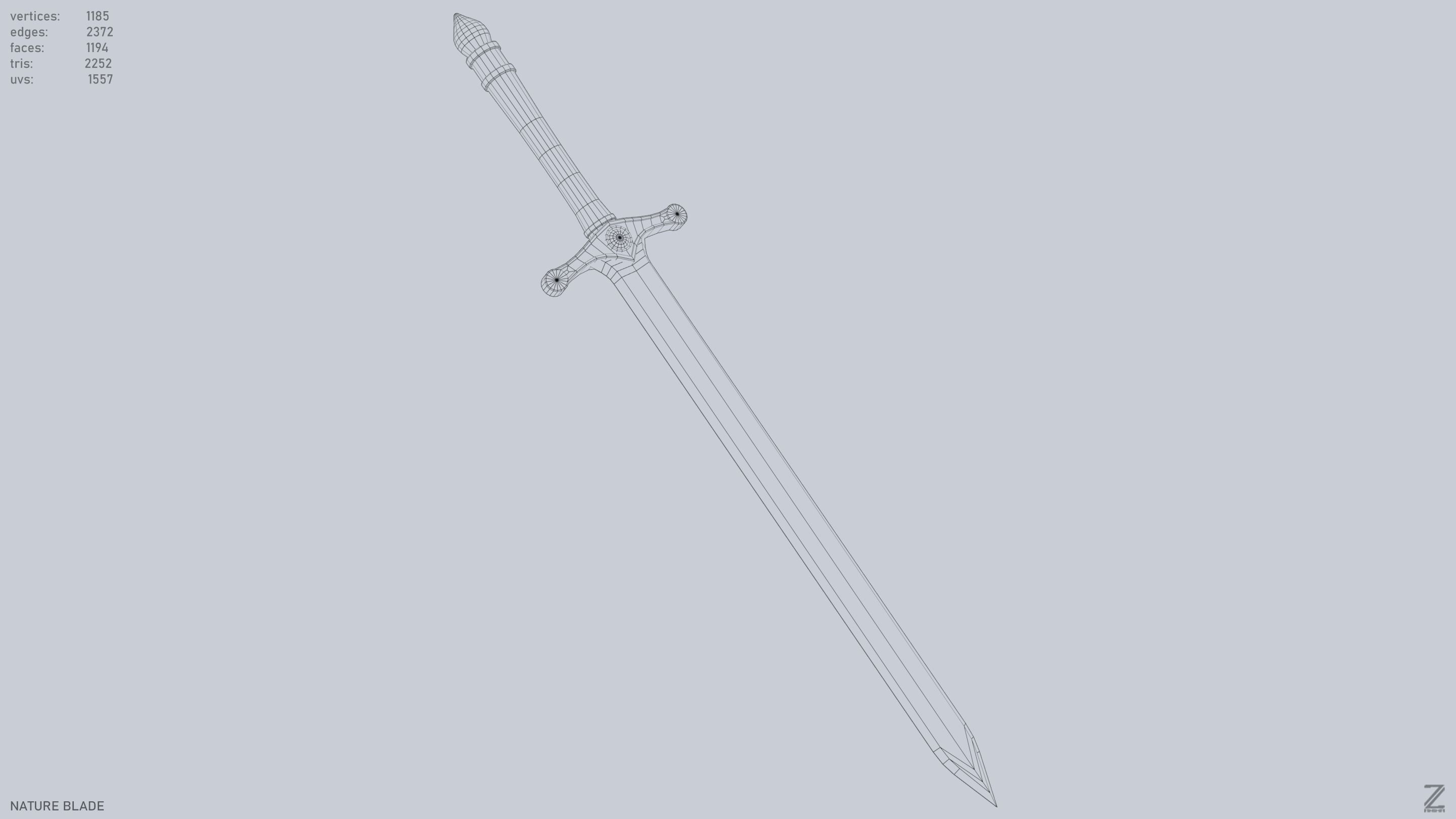 Nature blade Low-poly 3D model_14