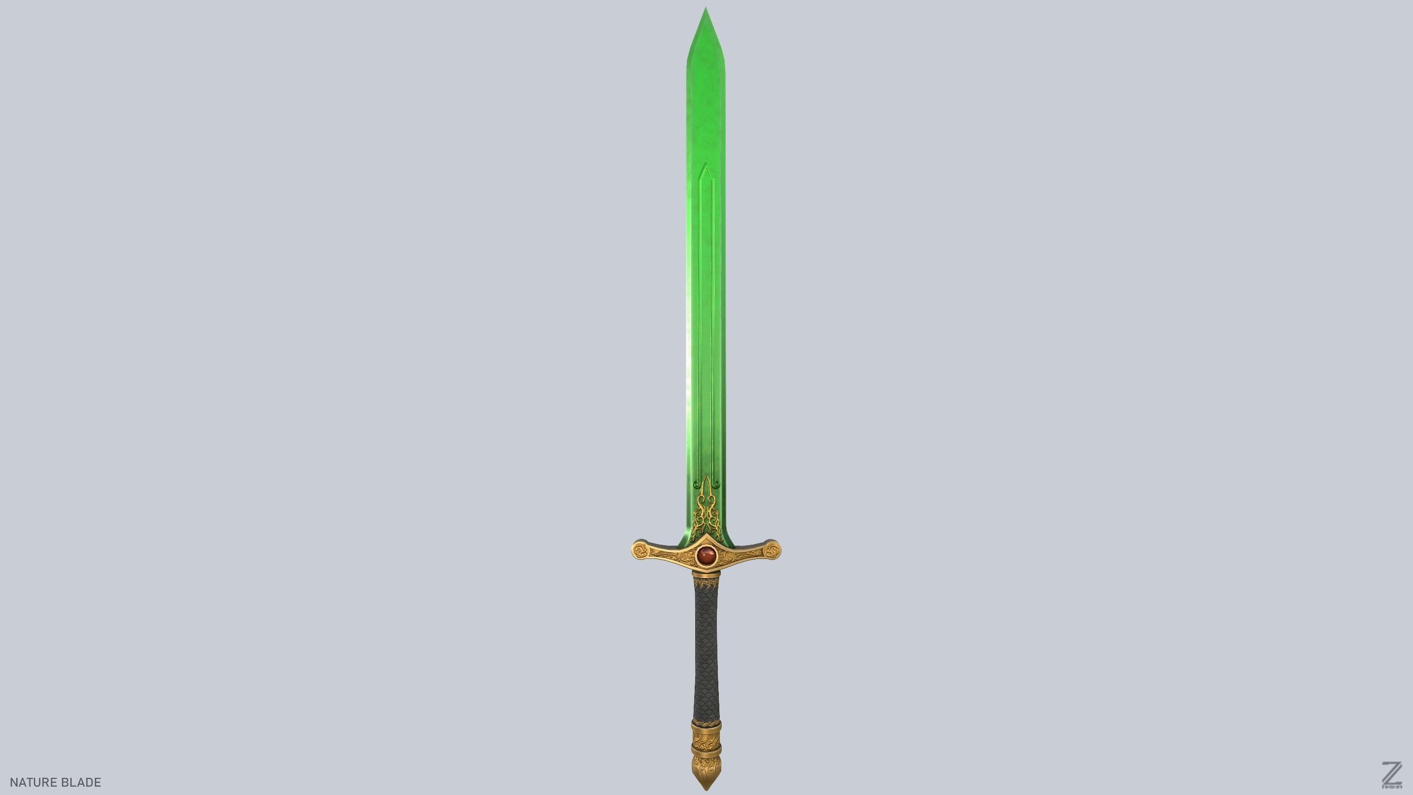 Nature blade Low-poly 3D model_5