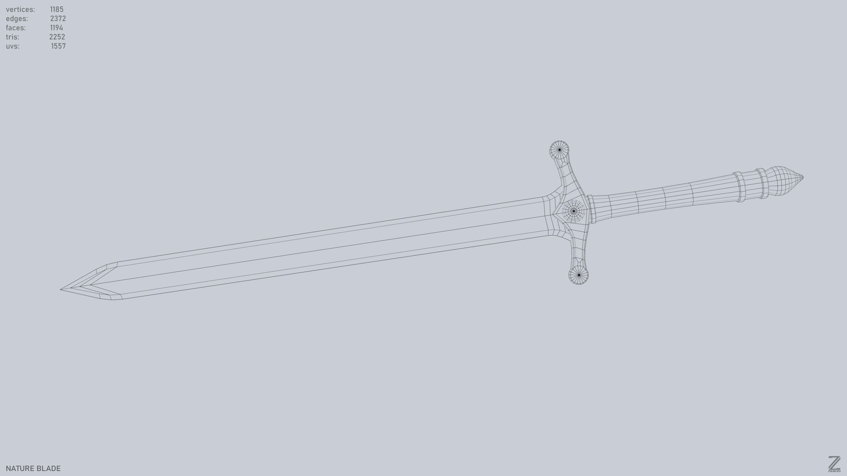 Nature blade Low-poly 3D model_4