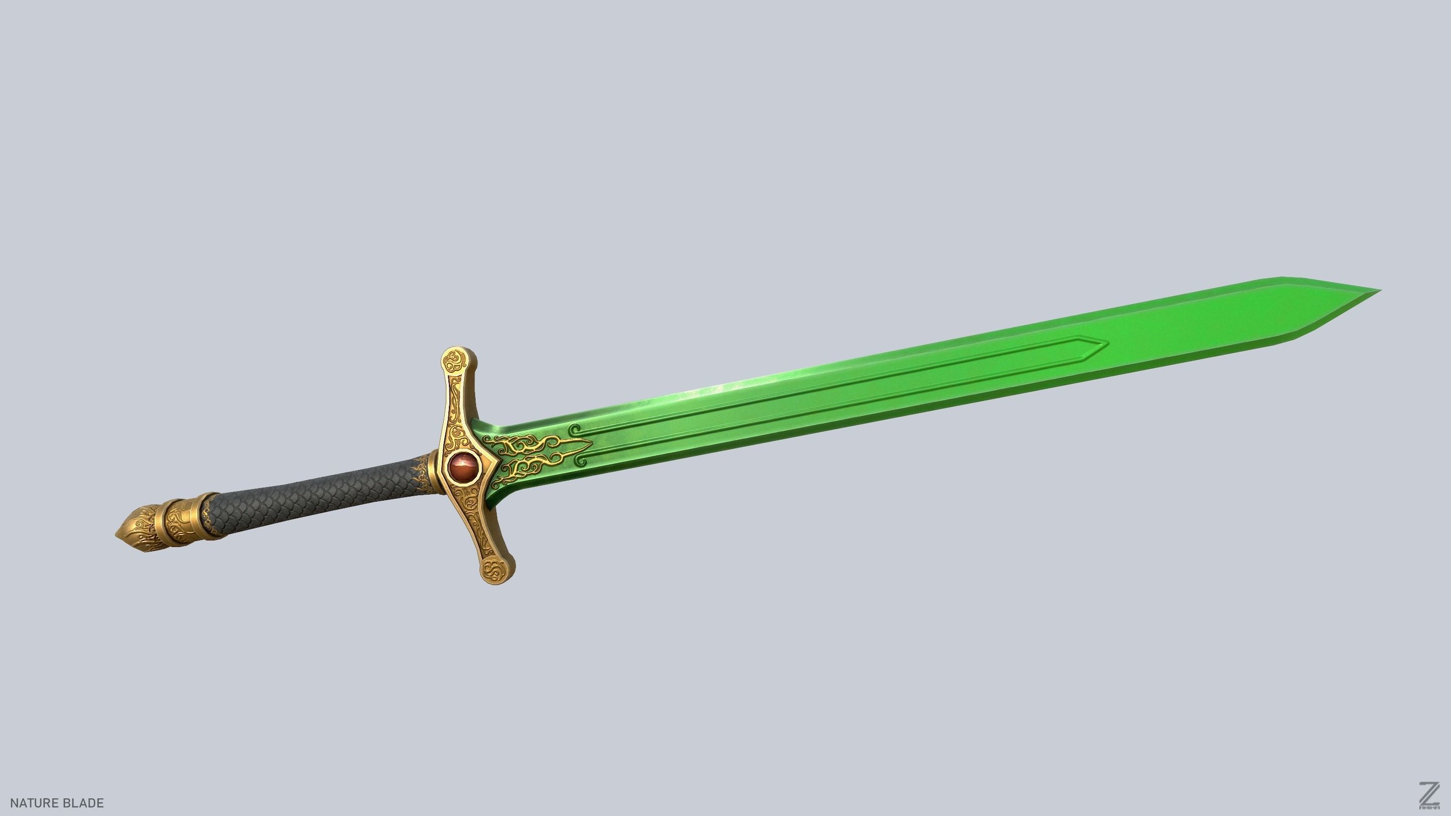 Nature blade Low-poly 3D model_6