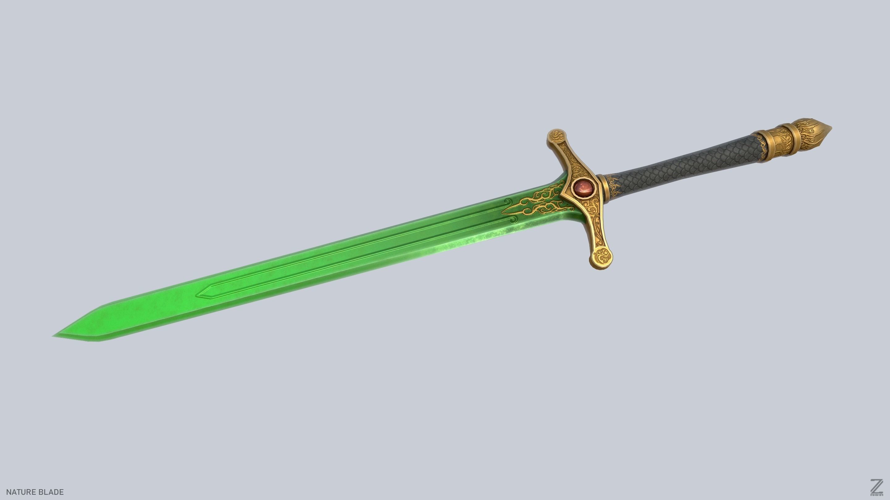 Nature blade Low-poly 3D model_8