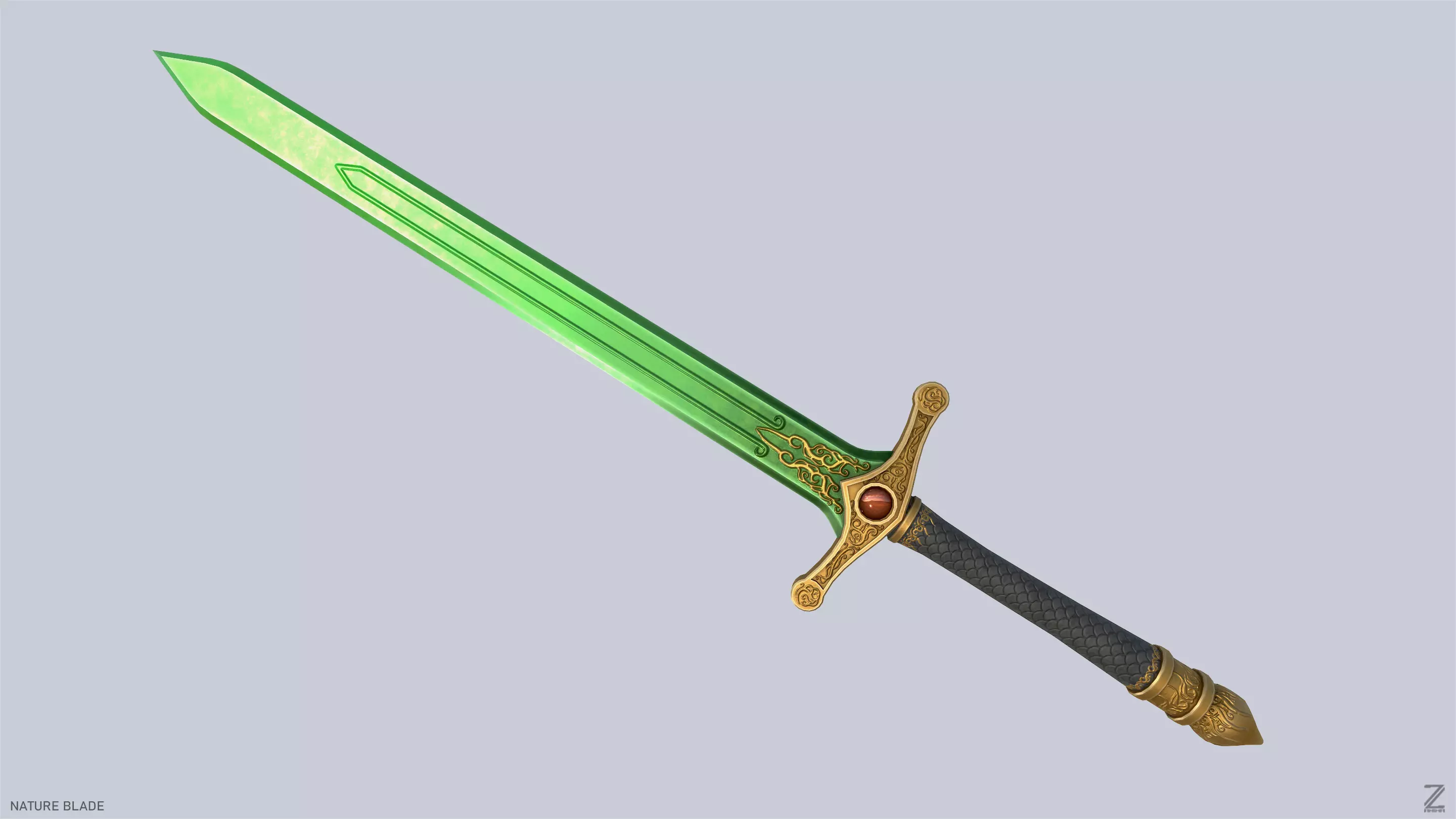 Nature blade Low-poly 3D model_0