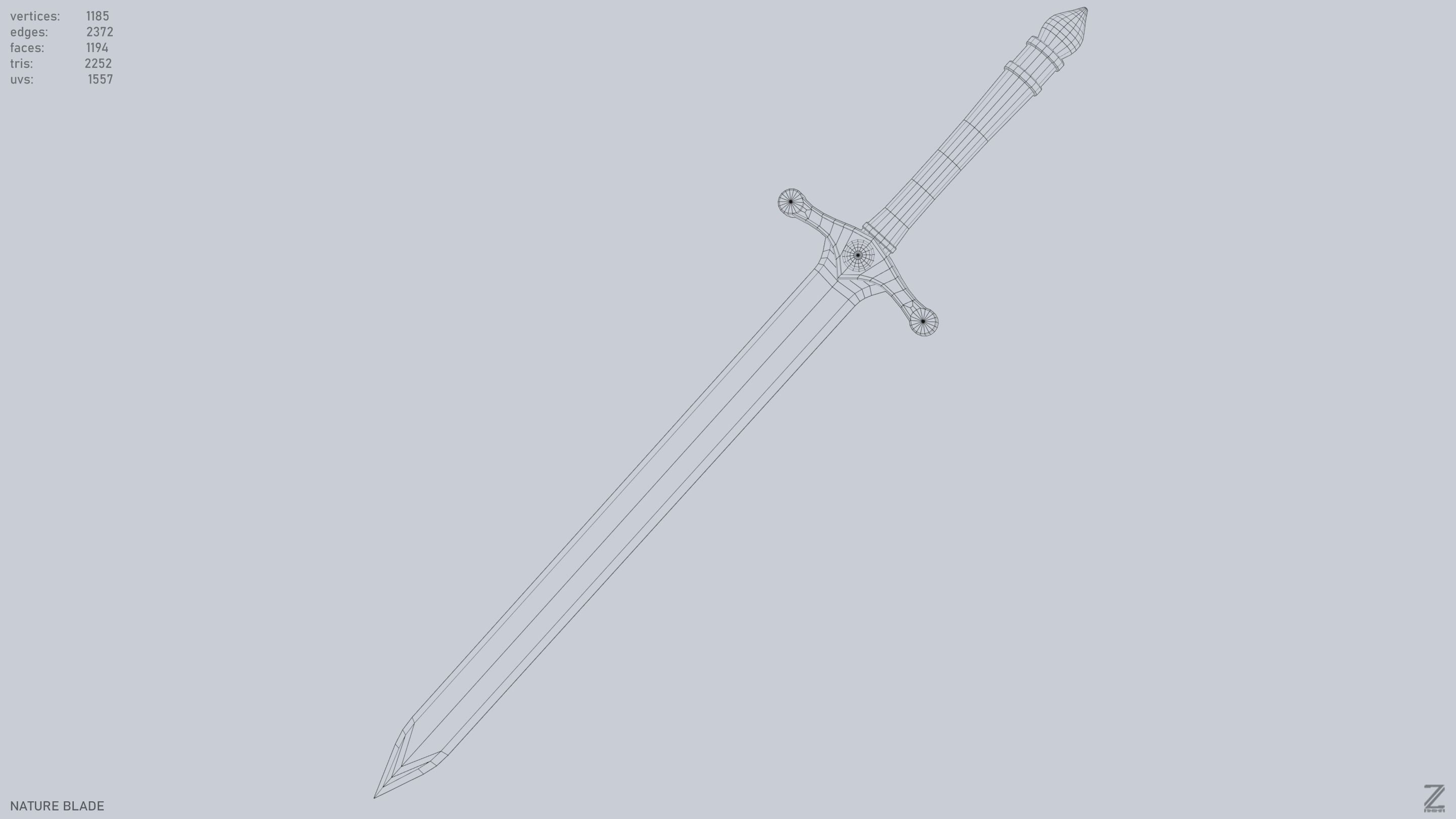 Nature blade Low-poly 3D model_15