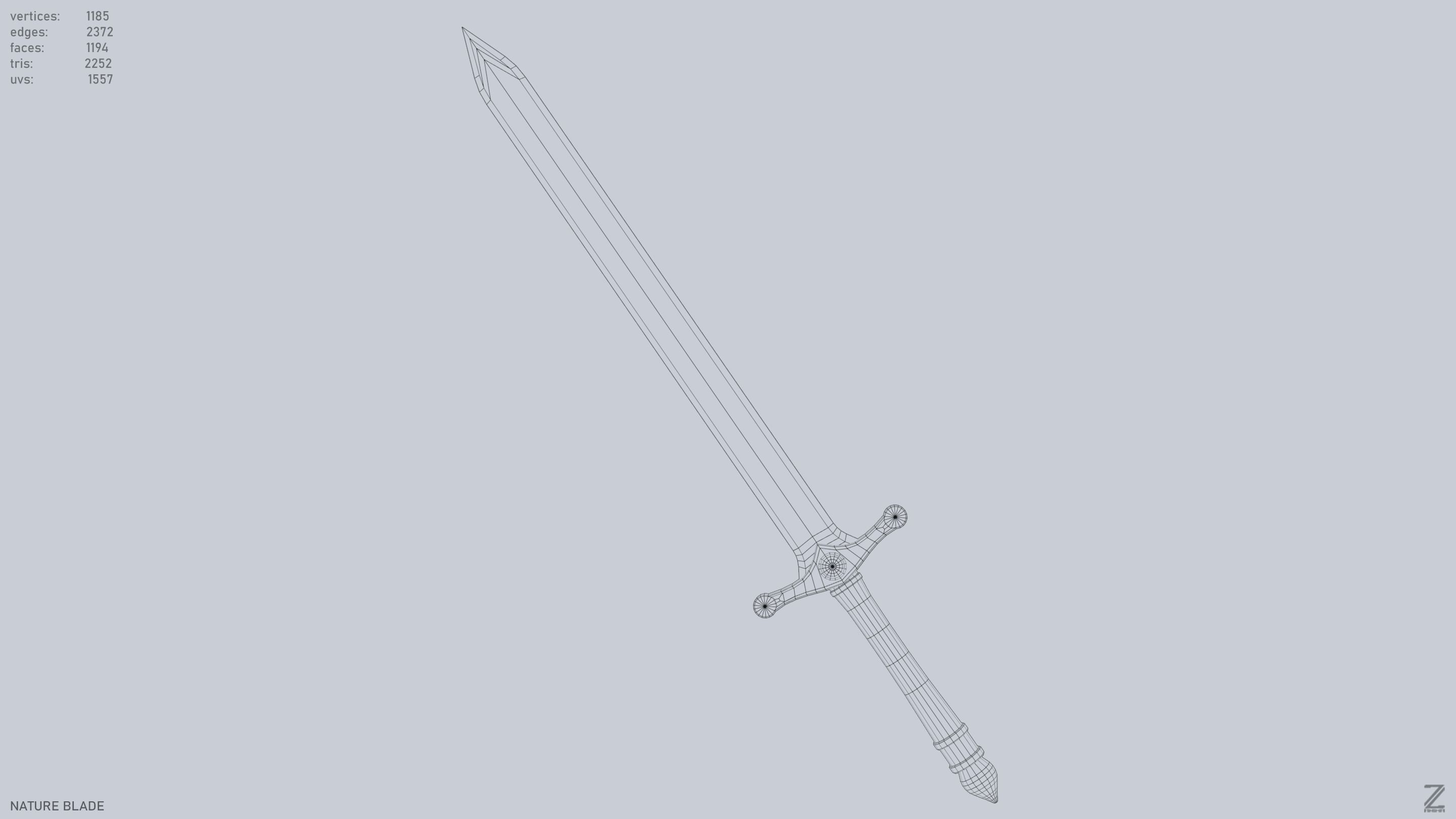 Nature blade Low-poly 3D model_11