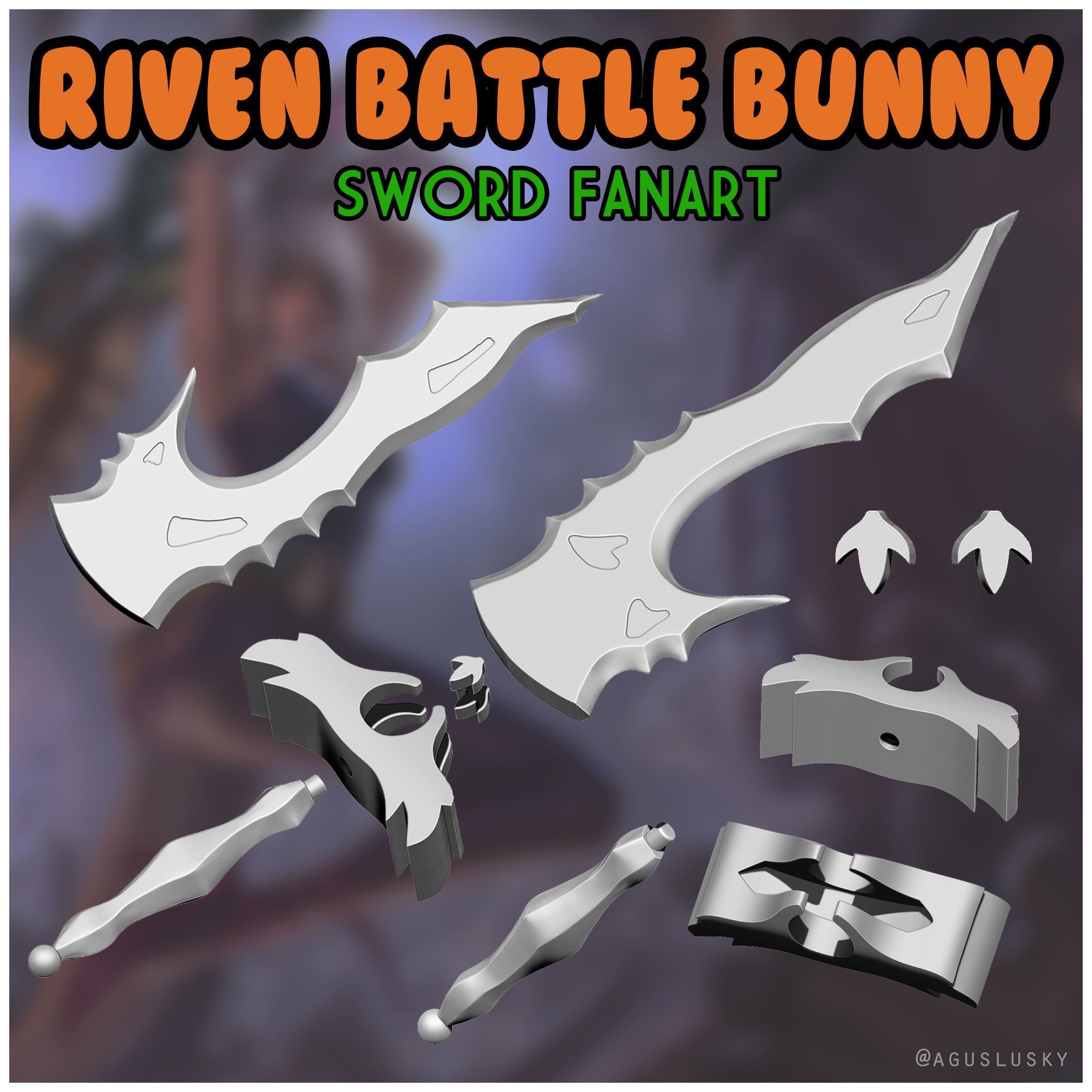Riven Battle Bunny Sword - League of Legends 3D print model_1