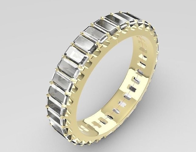 Emerald Cut Diamond Eternity Ring 3D print model