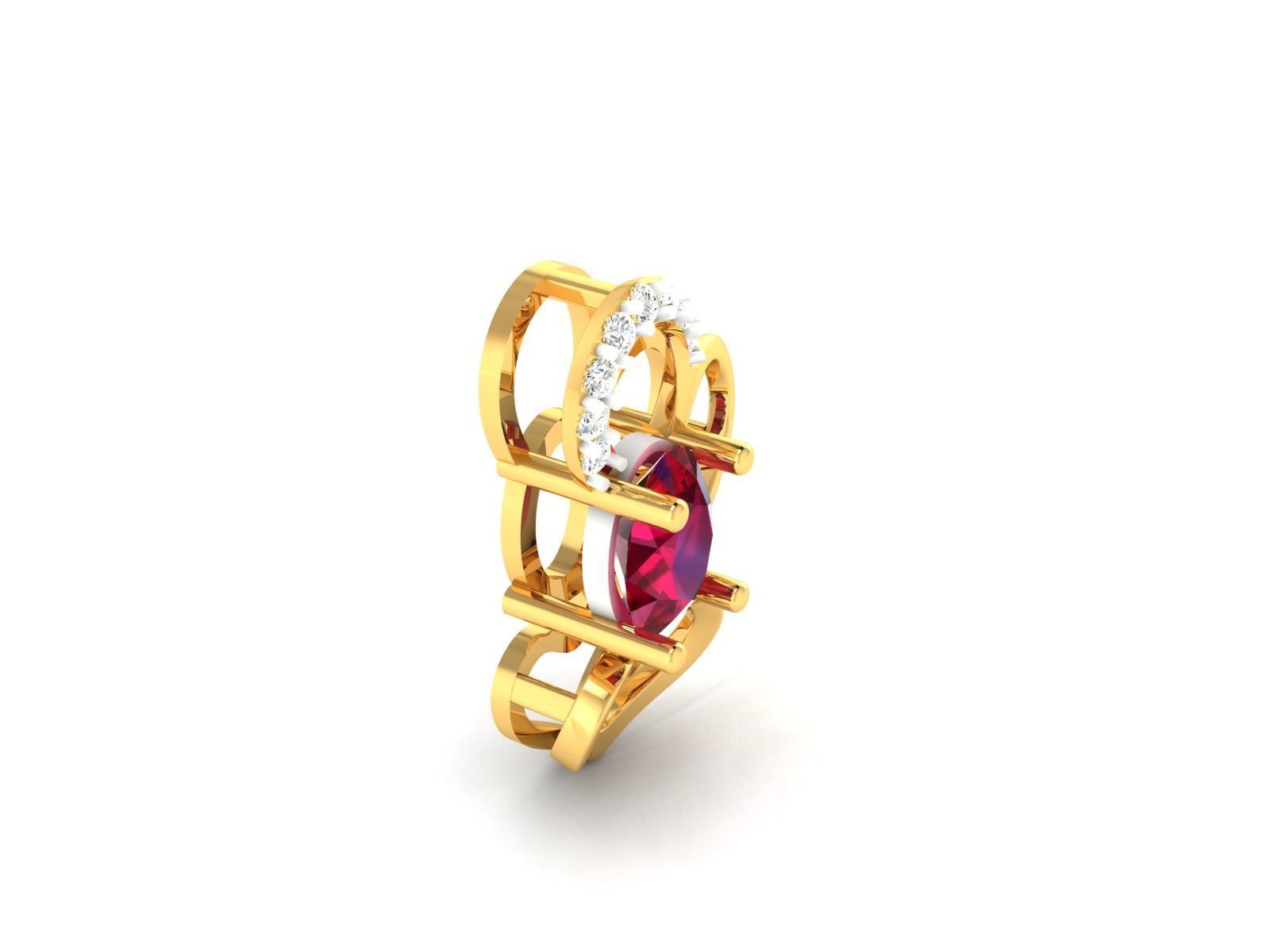 Women Oval Diamond Heart Pendant 3dm STL OBJ FBX Render Details 3D print model_4