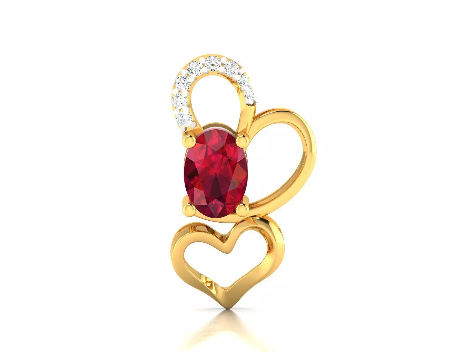 Women Oval Diamond Heart Pendant 3dm STL OBJ FBX Render Details 3D print model_0