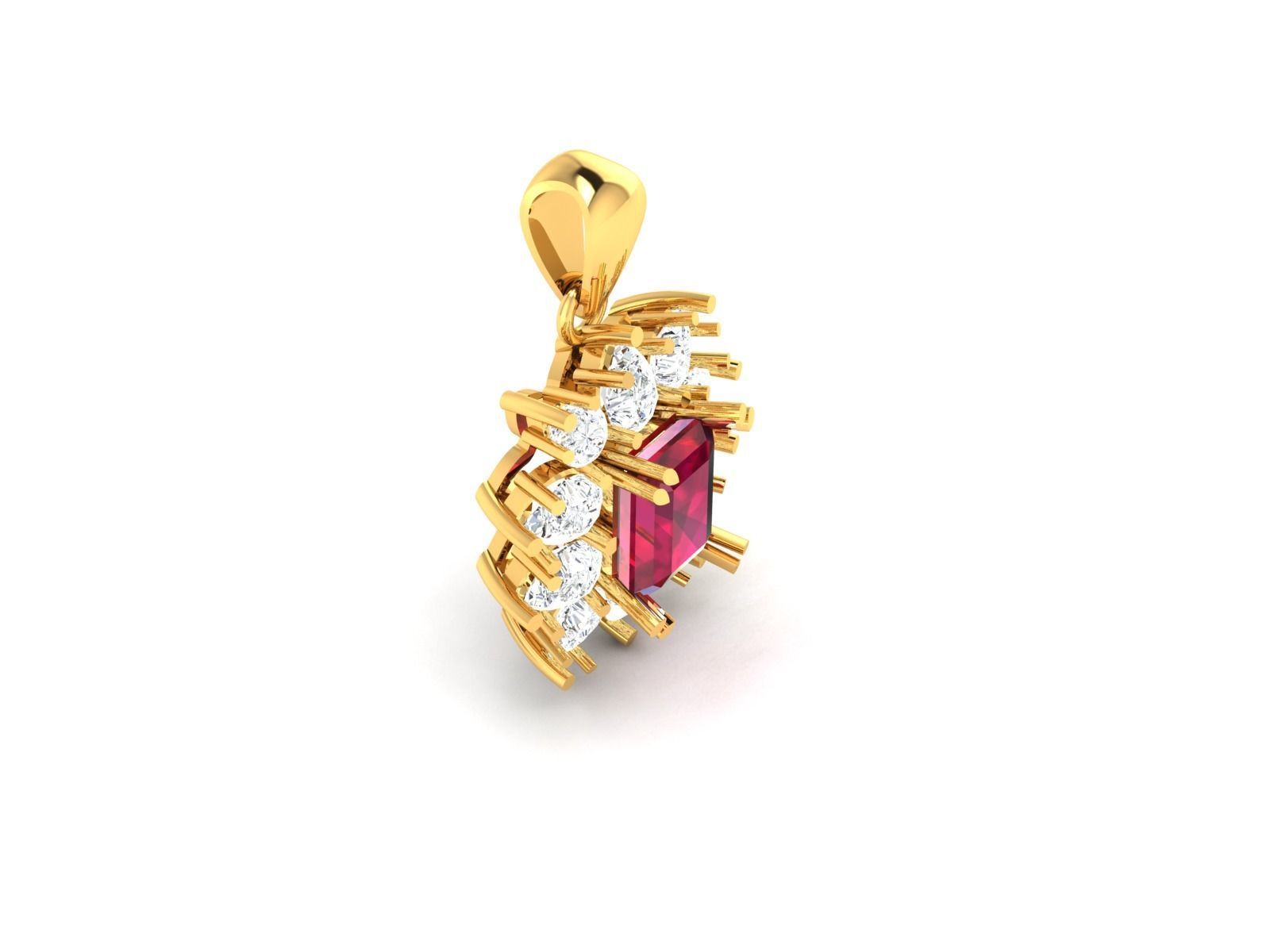 Women emerald diamond Pendant 3dm STL OBJ FBX Render Details 3D print model_4