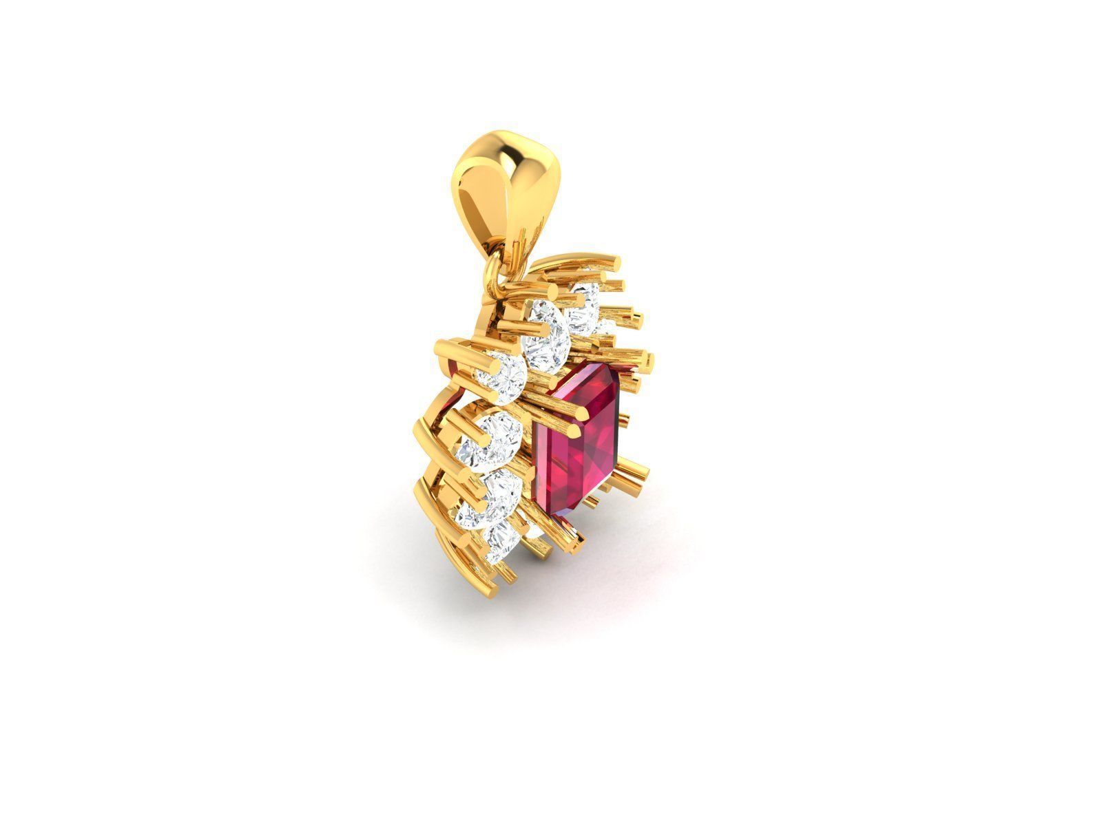 Women emerald diamond Pendant 3dm STL OBJ FBX Render Details 3D print model_3