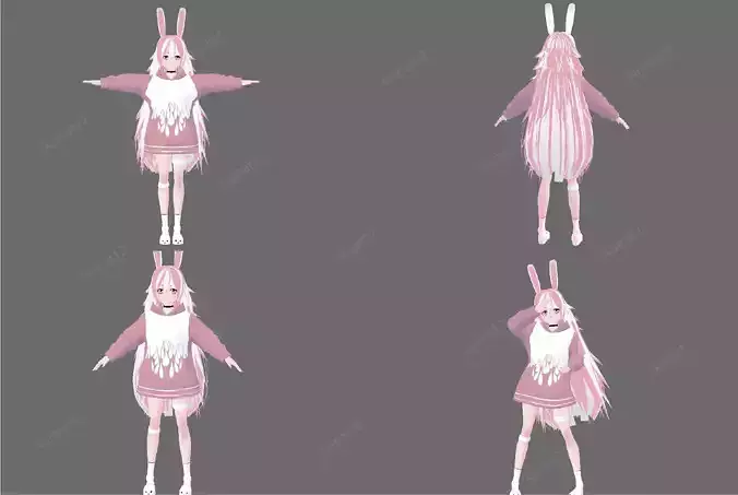 3D low poly avatar for vrchat vtubing and also for gaming Low-poly 3D model