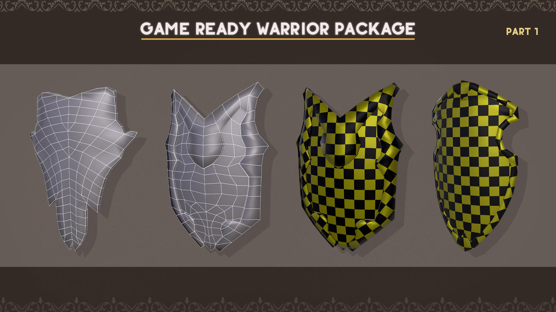 60 Warrior Shield Low poly 3d model Low-poly 3D model_7