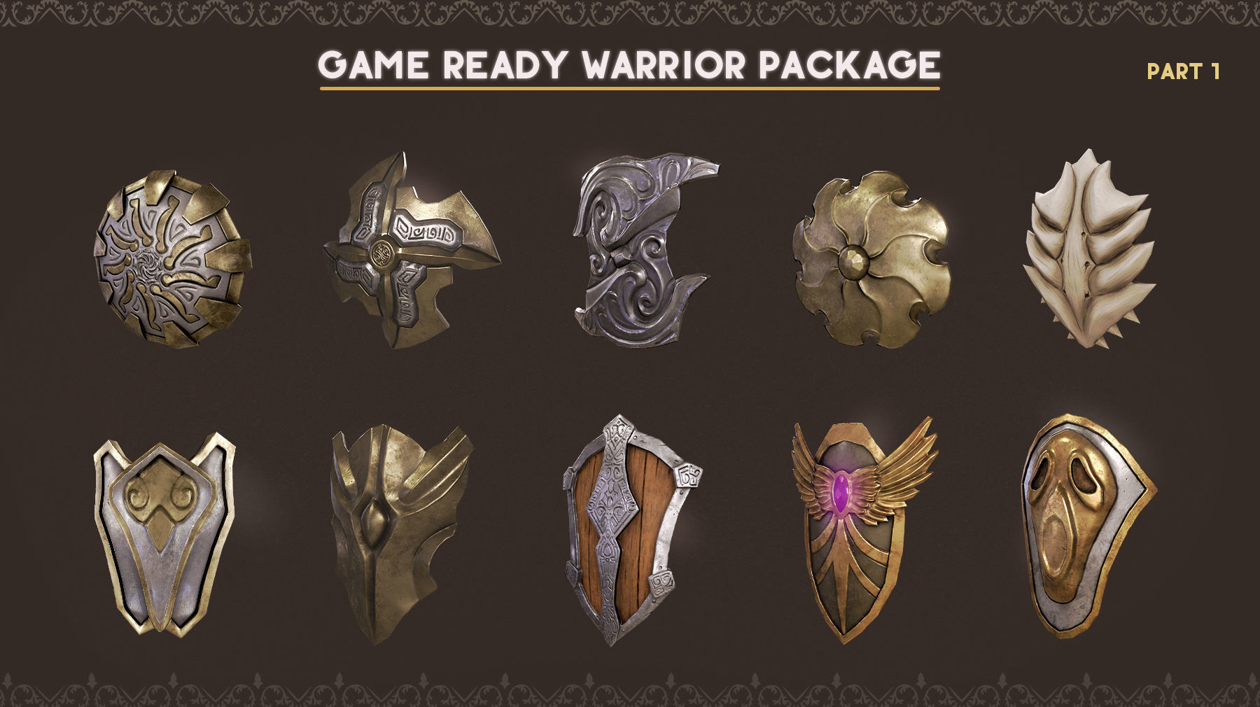 60 Warrior Shield Low poly 3d model Low-poly 3D model_6