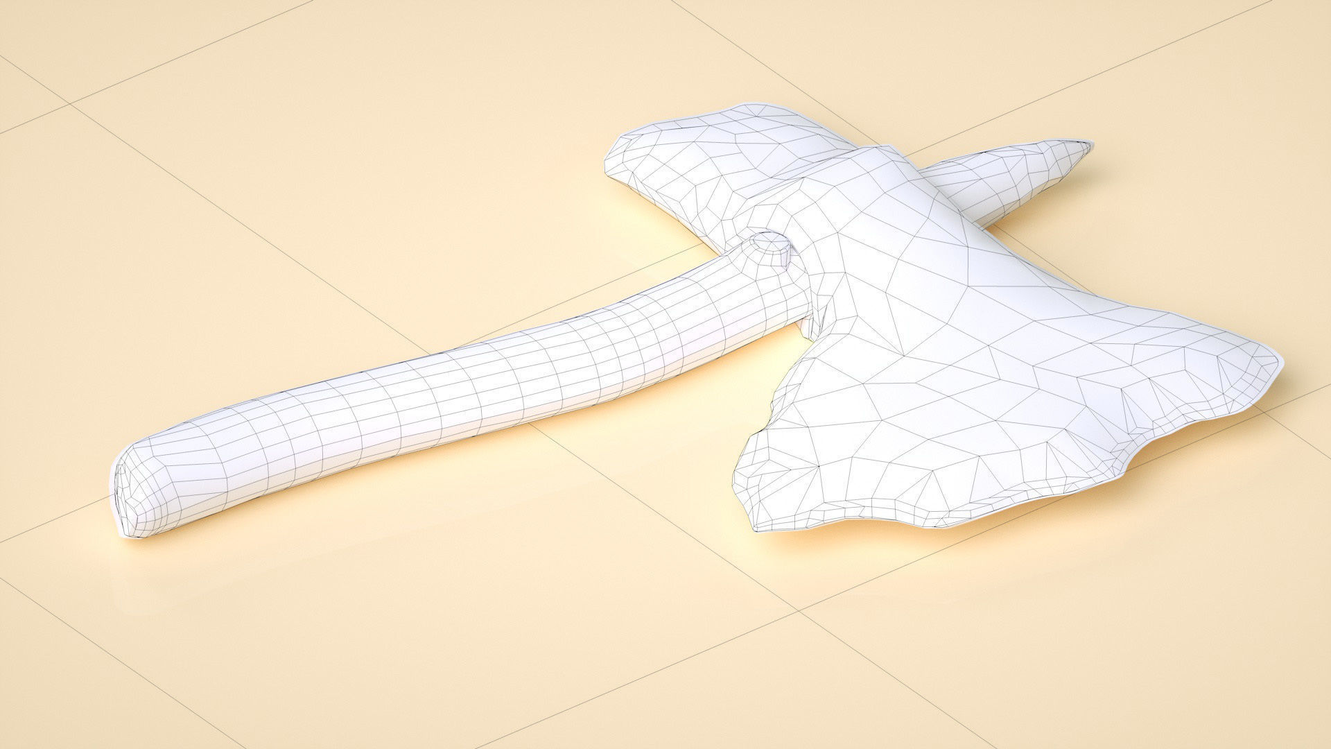 axe stone axe Low-poly 3D model_5