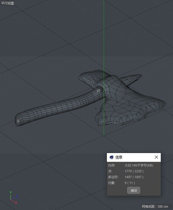 axe stone axe Low-poly 3D model_1