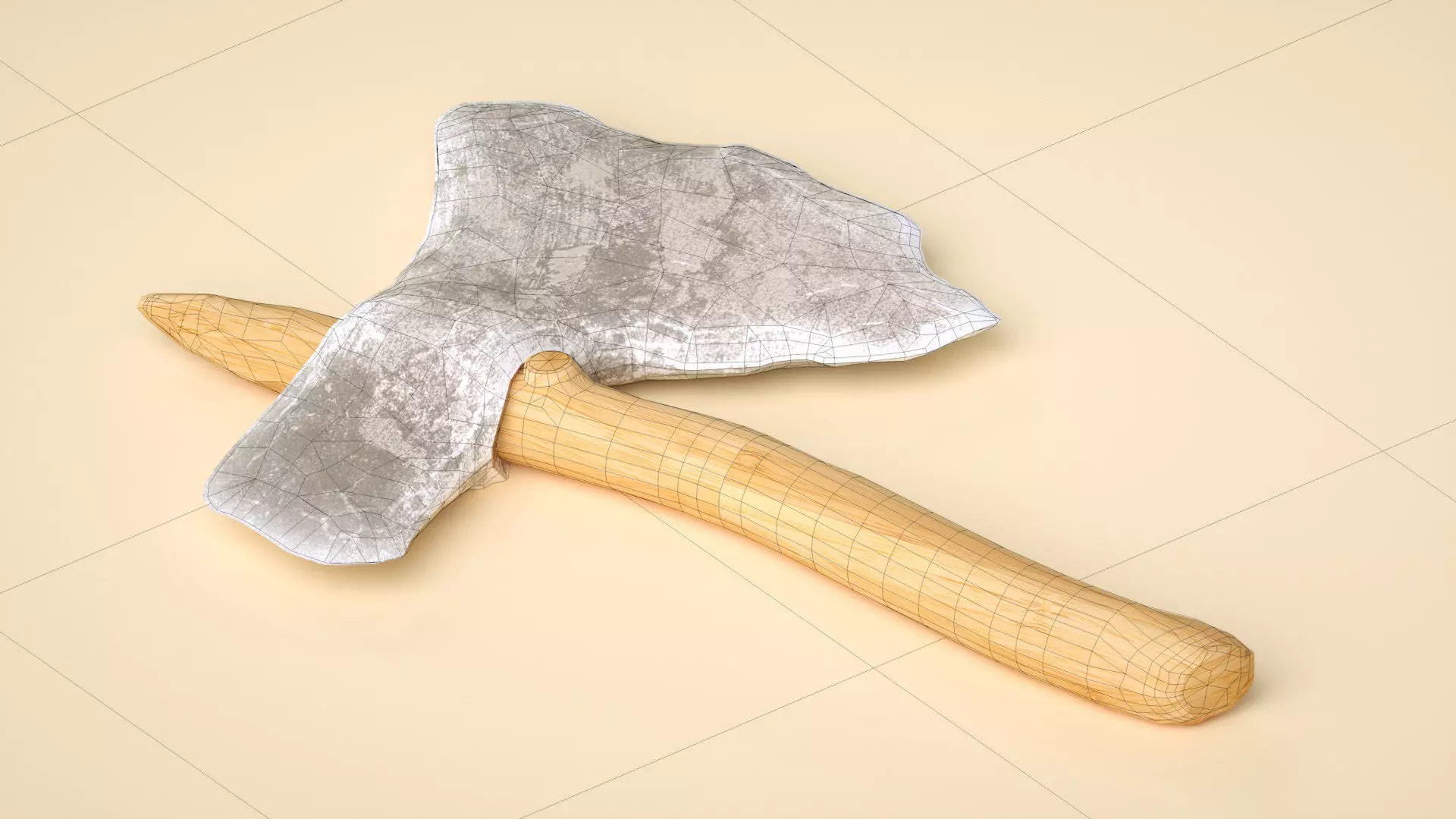 axe stone axe Low-poly 3D model_0