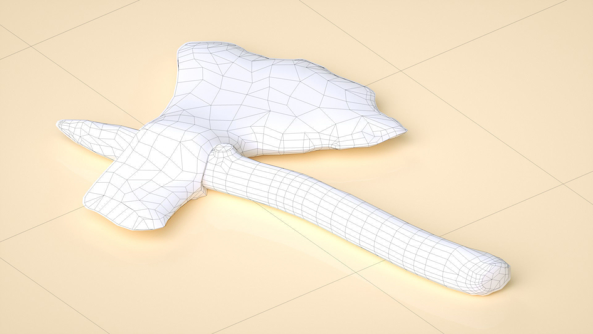 axe stone axe Low-poly 3D model_4