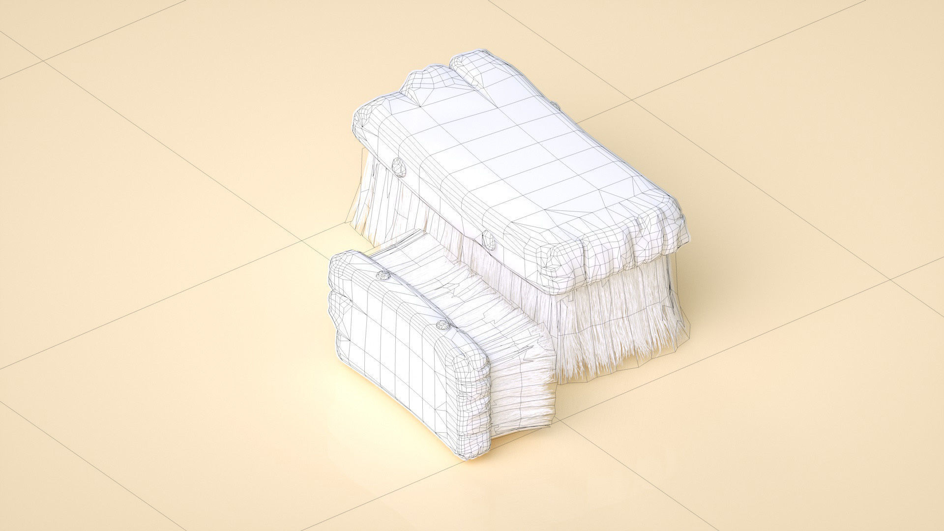 brush wooden Low-poly 3D model_6