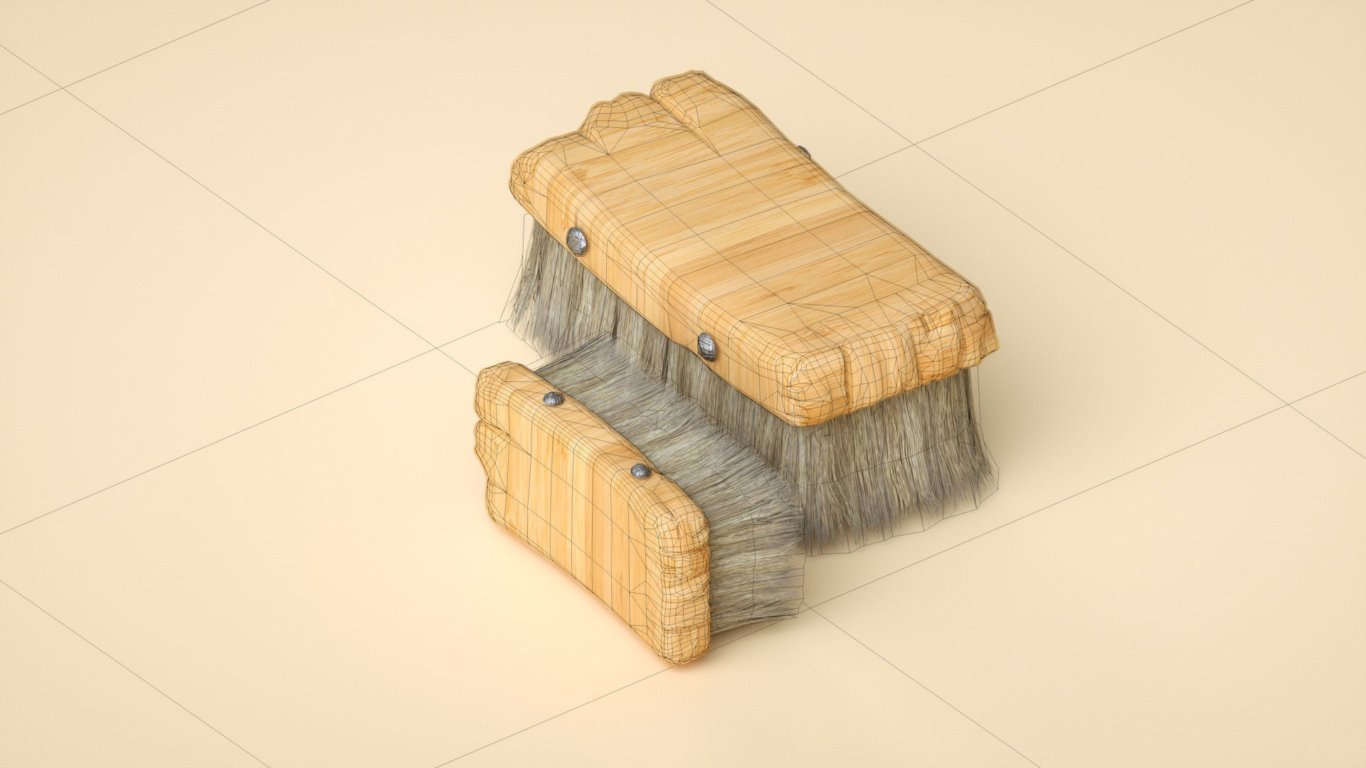 brush wooden Low-poly 3D model_4