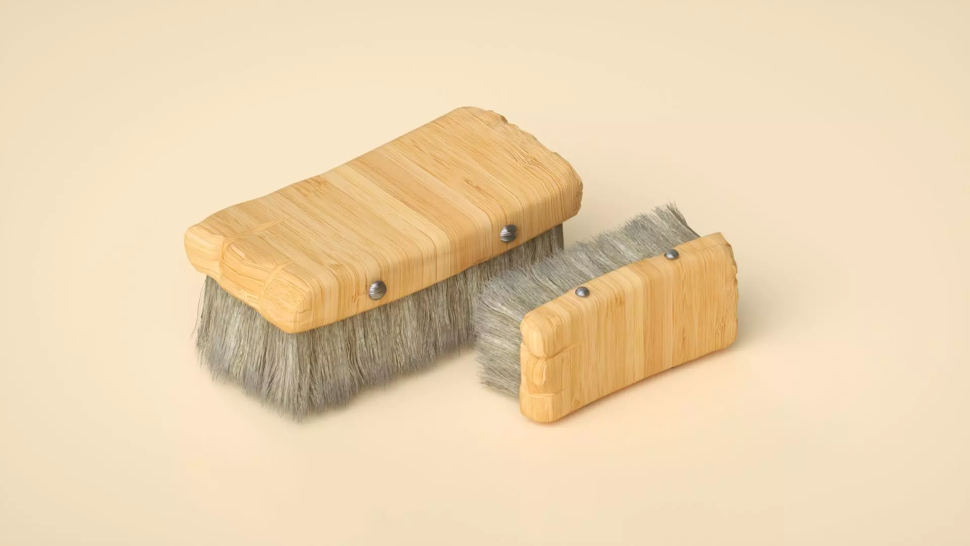 brush wooden Low-poly 3D model_0