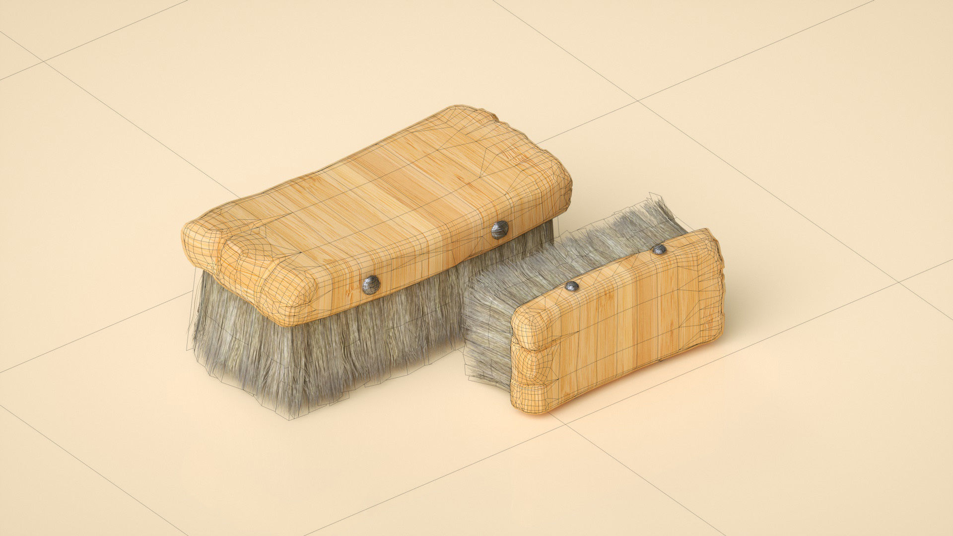 brush wooden Low-poly 3D model_3