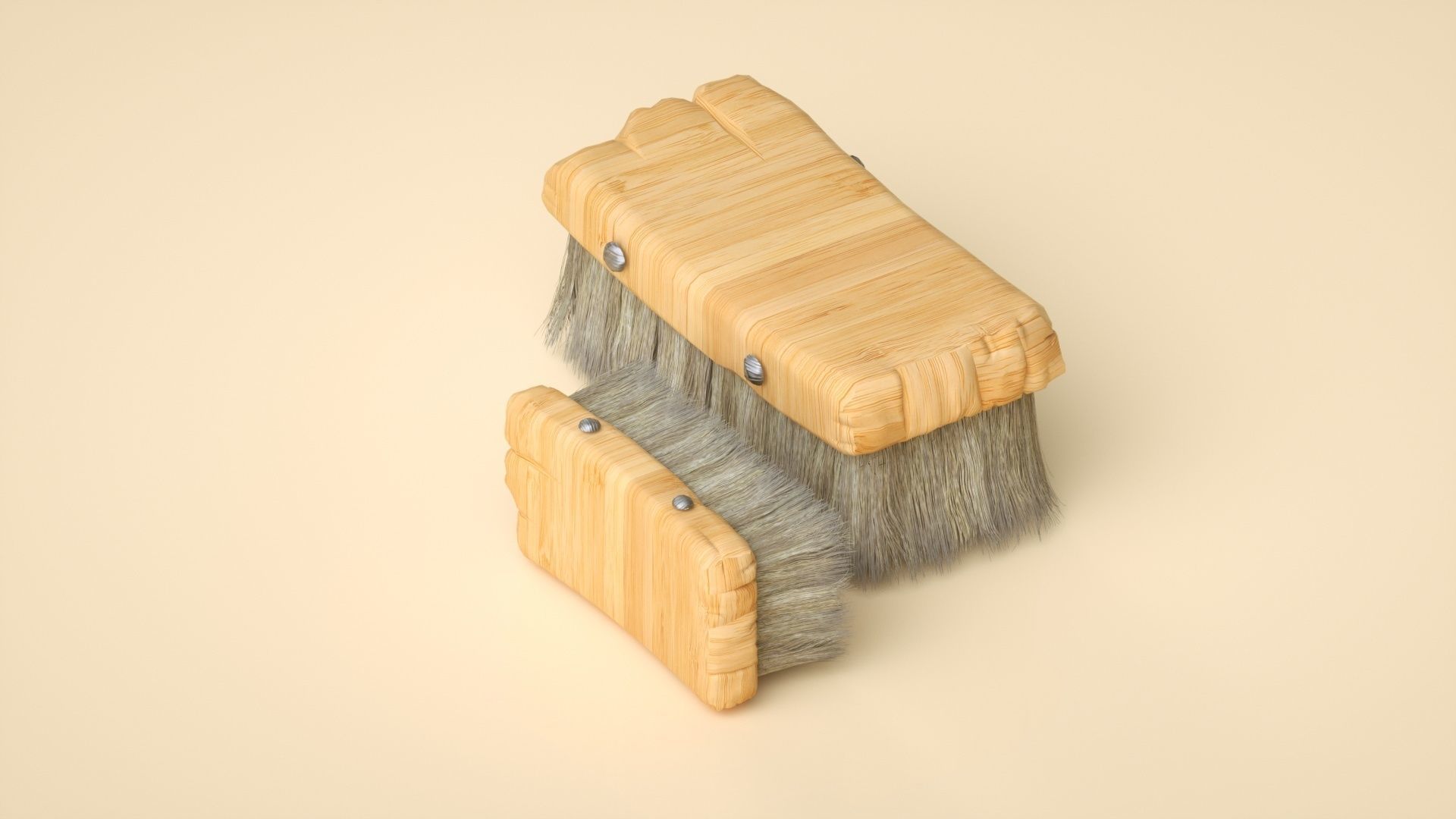 brush wooden Low-poly 3D model_2