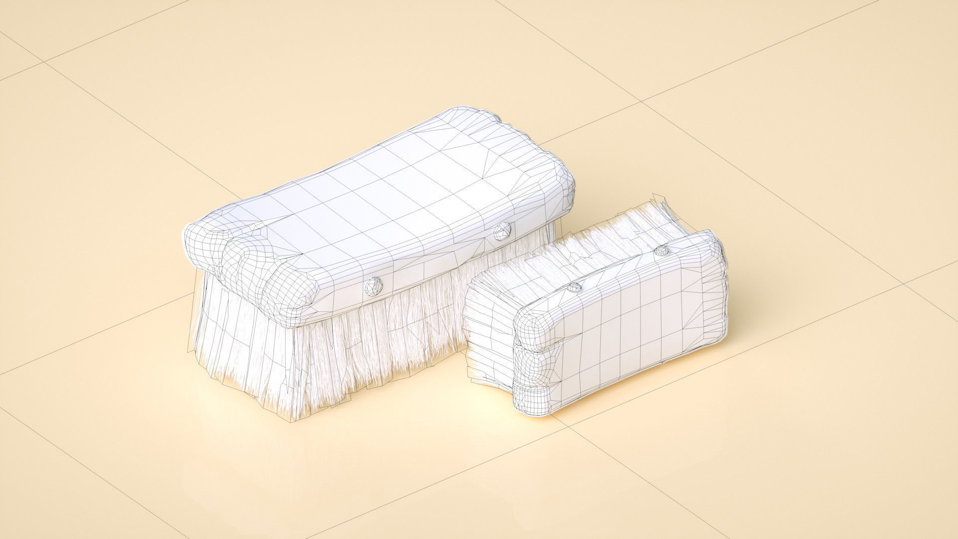 brush wooden Low-poly 3D model_5