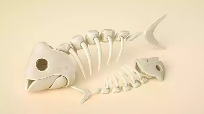 fish bone fossil Low-poly 3D model